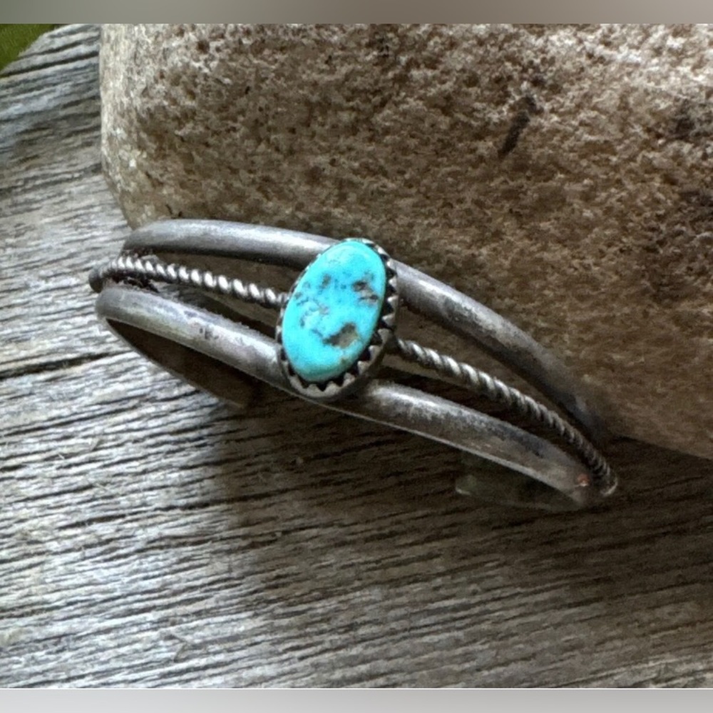 Baby Navajo Sterling Silver Blue Turquoise Cuff Bracelet